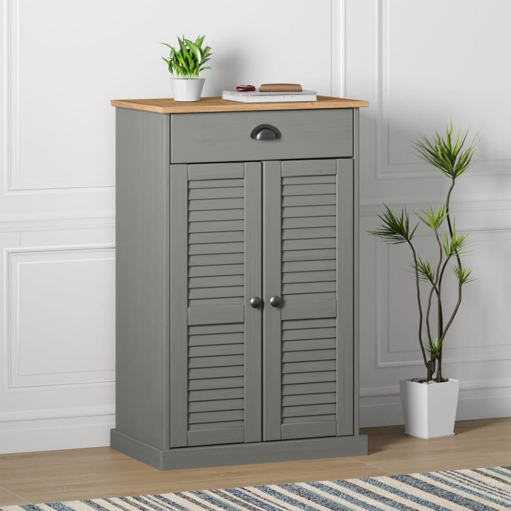 vidaXL Skoskåp VIGO grå 60x35x96 cm massiv furu