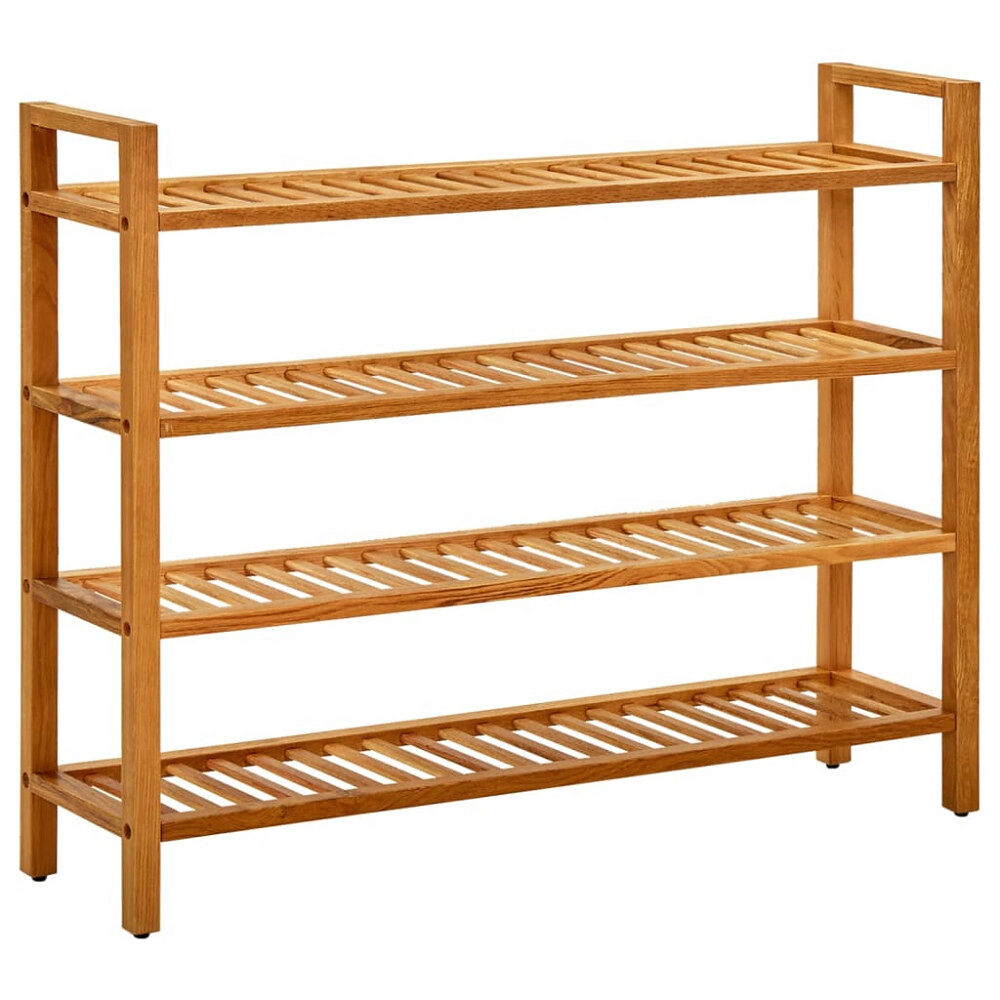 vidaXL Skohylla med 4 hyllor 100x27x80 cm massiv ek