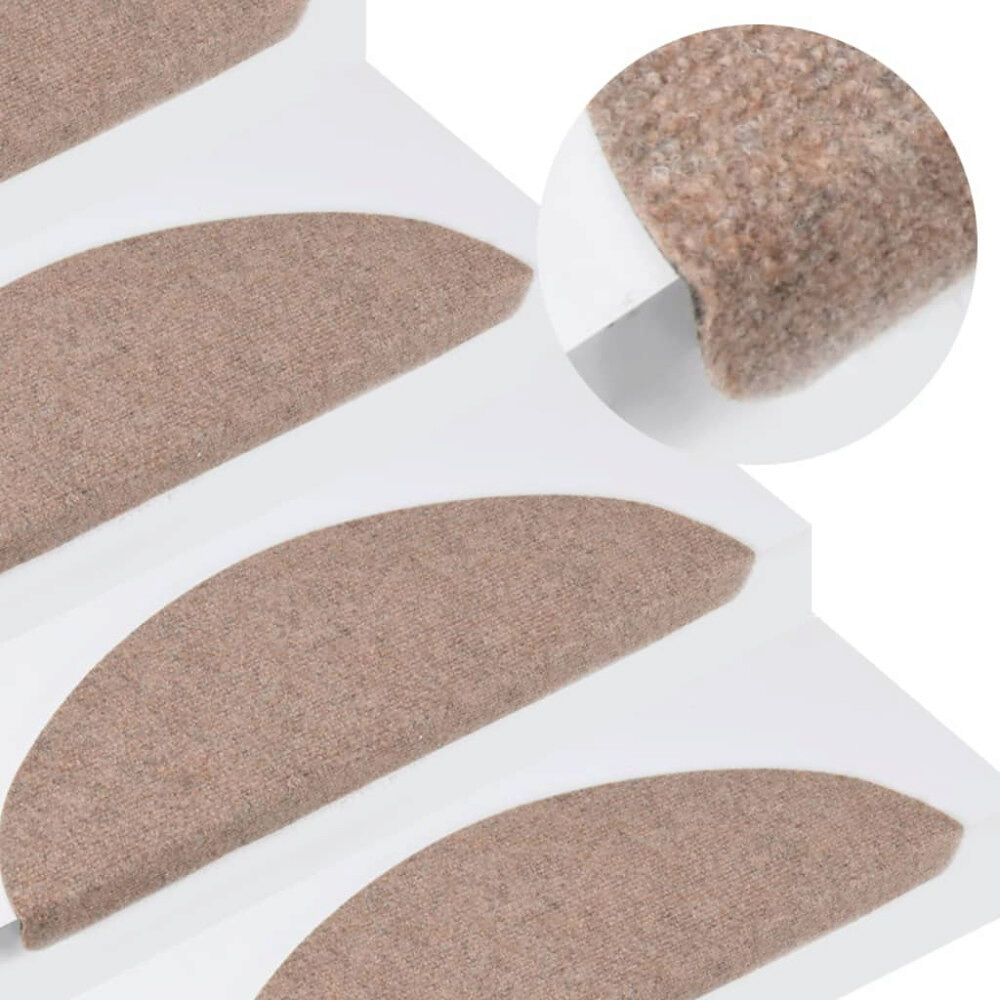 vidaXL Trappstegsmattor självhäftande 15 st 56x17x3 cm beige