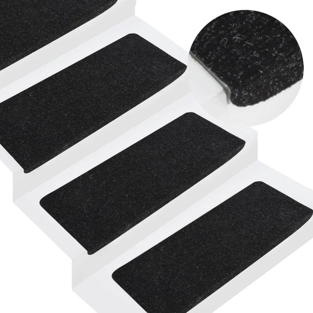 vidaXL Trappstegsmattor självhäftande 15 st 65x24,5x3,5 cm antracit