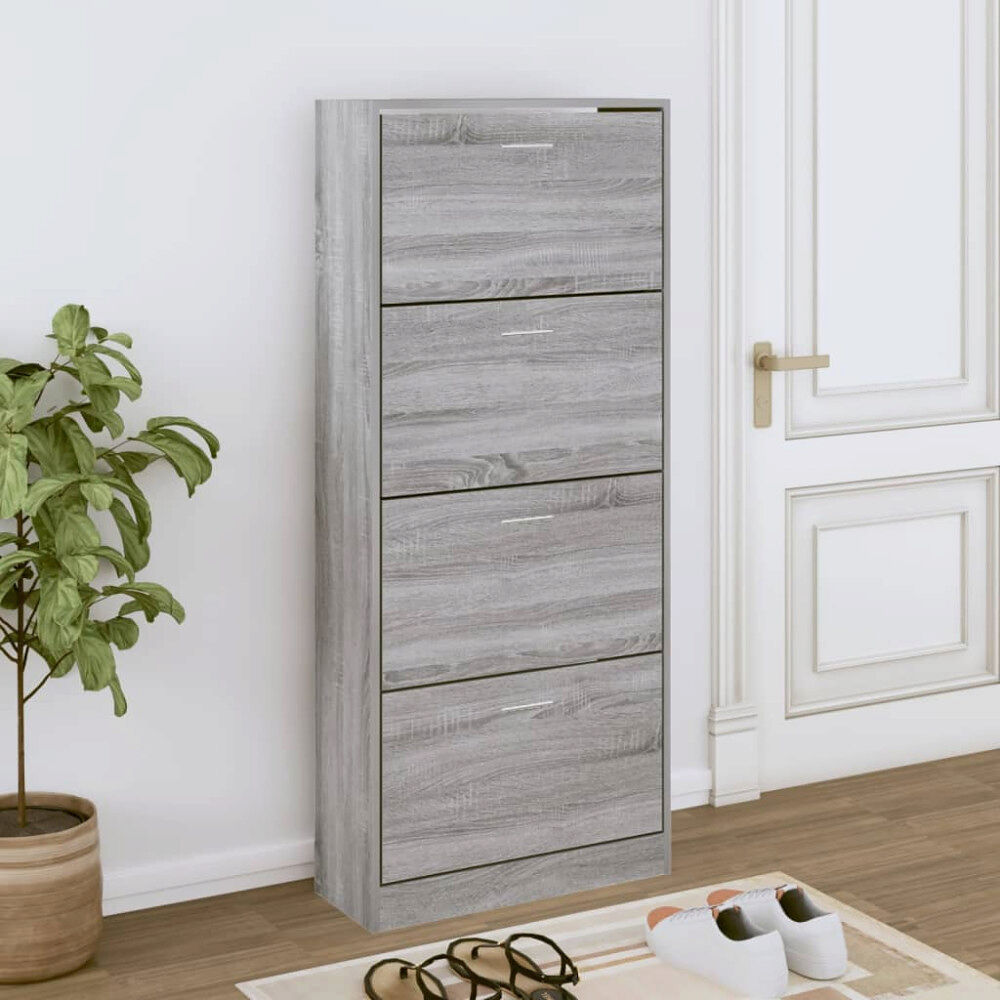 vidaXL Skoskåp grå sonoma 63x24x147 cm konstruerat trä