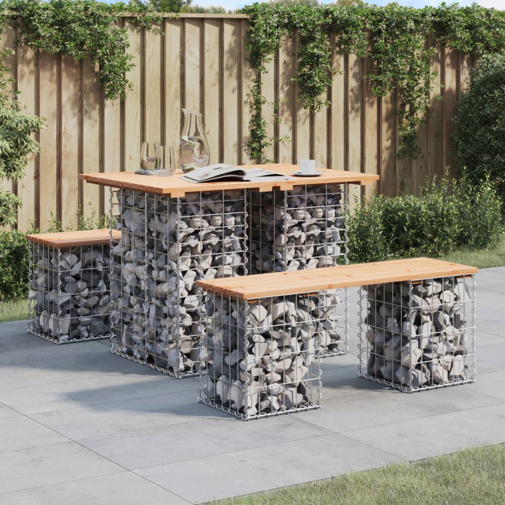 vidaXL Trädgårdsbänk gabion-design 100x70x72 cm massiv furu