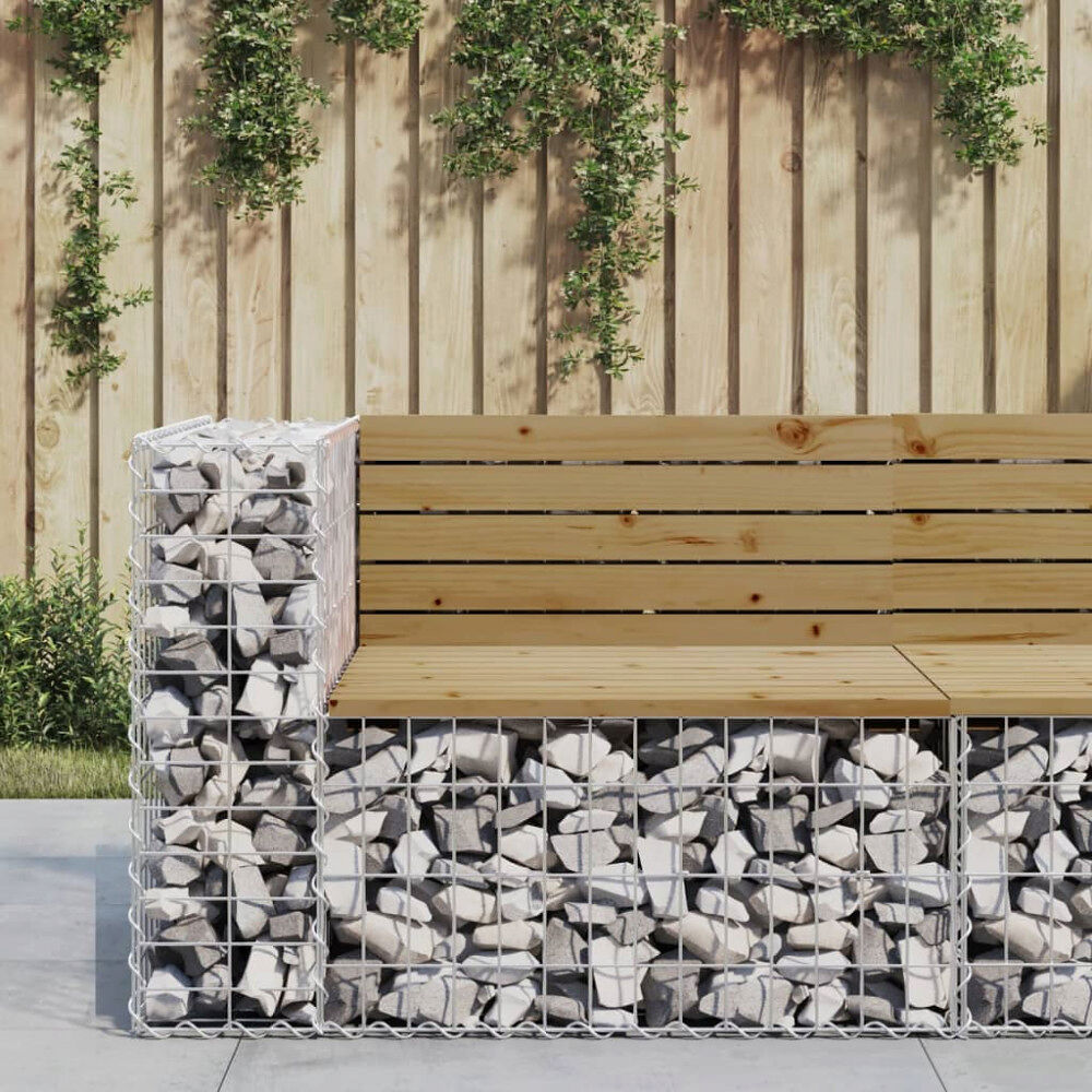 vidaXL Trädgårdsbänk gabion-design 92x71x65,5 cm impregnerad furu