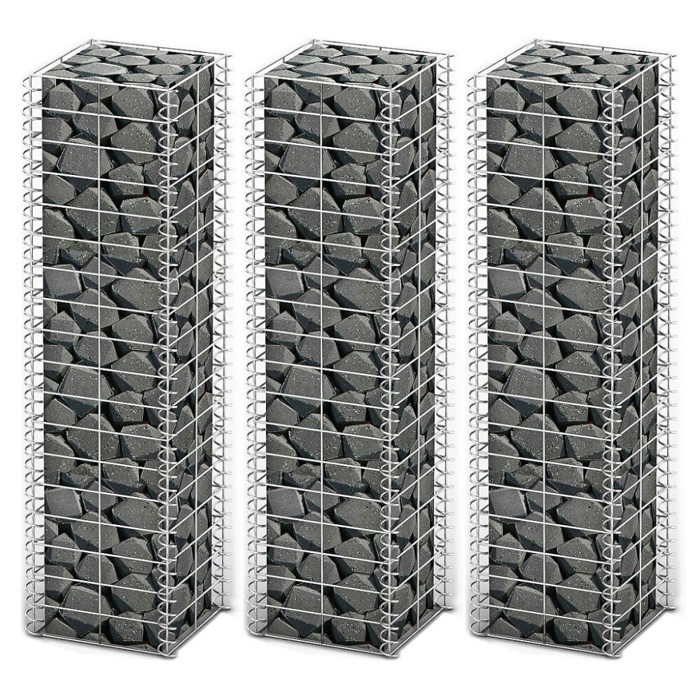 vidaXL Gabionkorg set 3 st galvaniserad tråd 25 x 25 x 100 cm