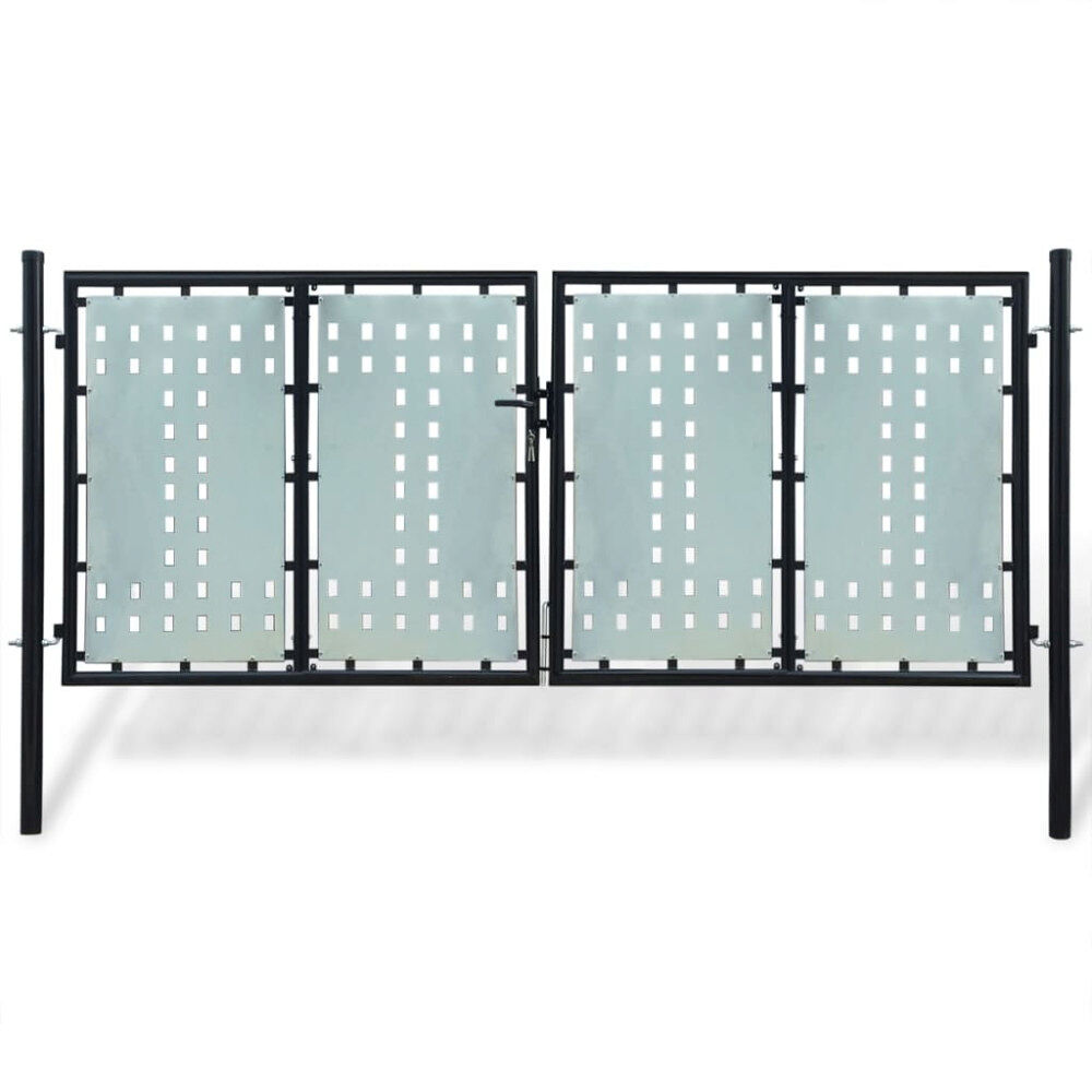 vidaXL Svart staketgrind med enkel dörr 300x125 cm