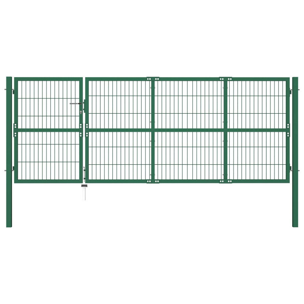 vidaXL Trädgårdsgrind med stolpar 350x120 cm stålgrön
