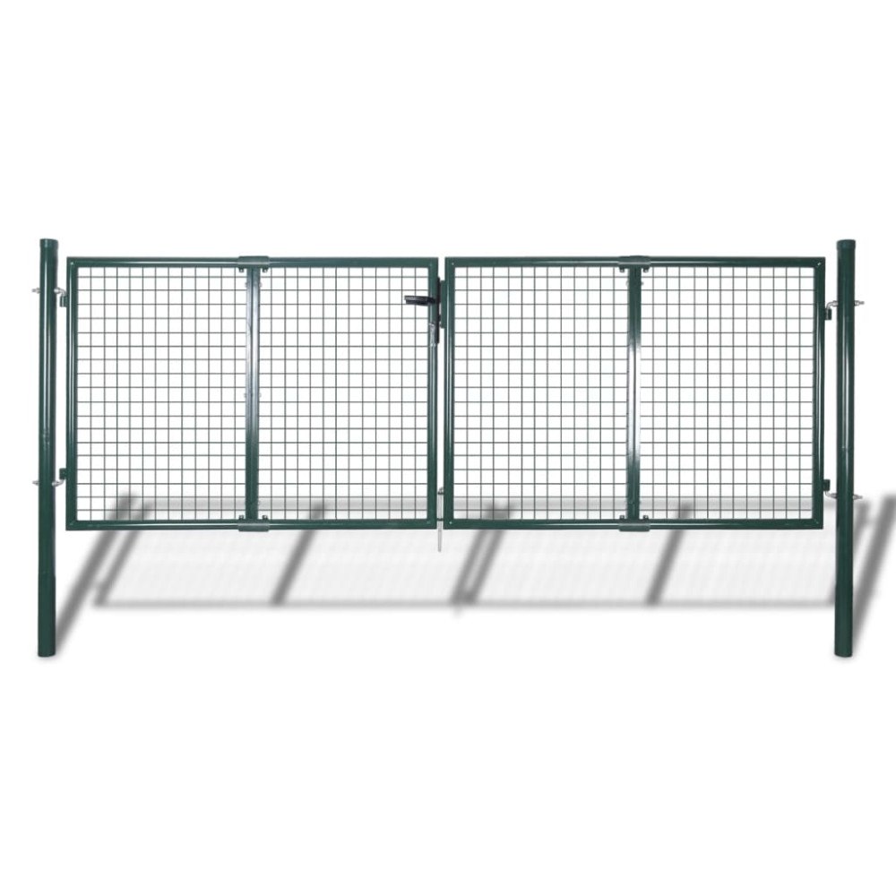 vidaXL Trädgårdsgrind stål 306x150 cm grön