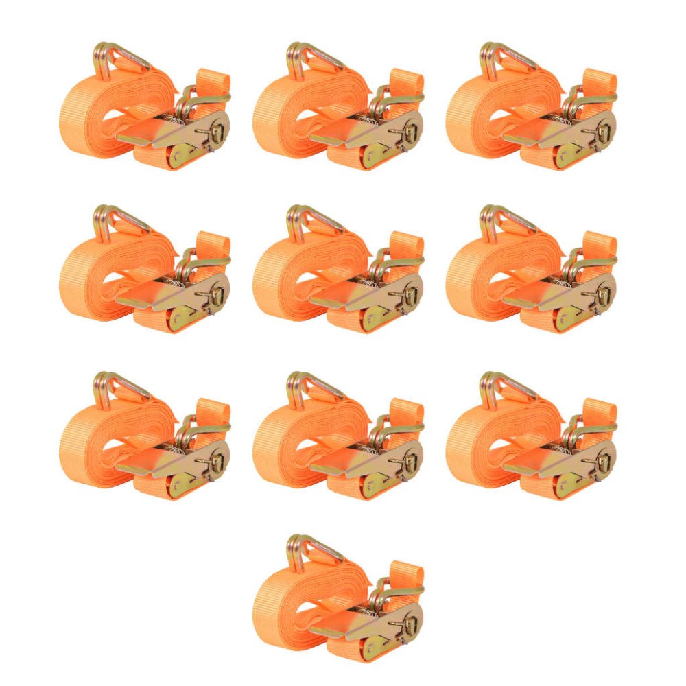 vidaXL Lastspännare med spärr 10 st 0,4 ton 6mx25mm orange