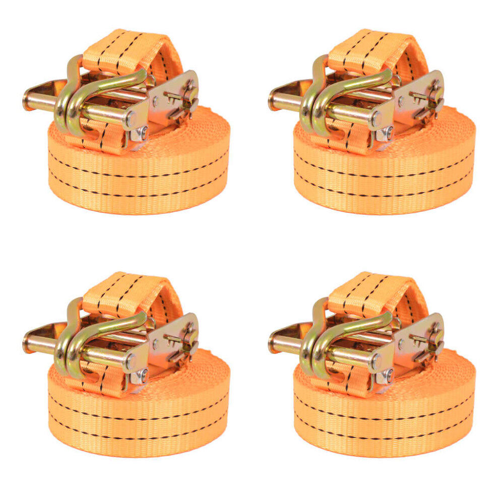 vidaXL Lastspännare med spärr 4 st 1 ton 6mx38mm orange