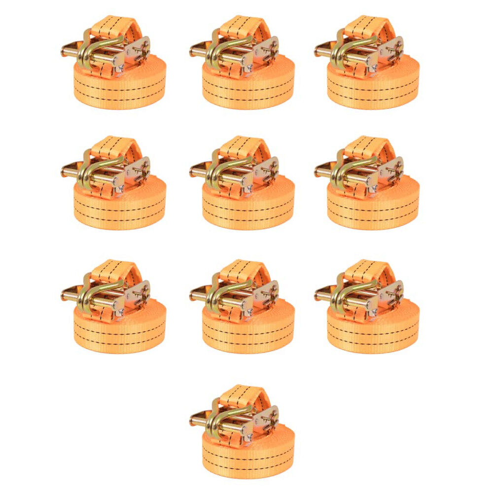 vidaXL Lastspännare med spärr 10 st 1 ton 6mx38mm orange