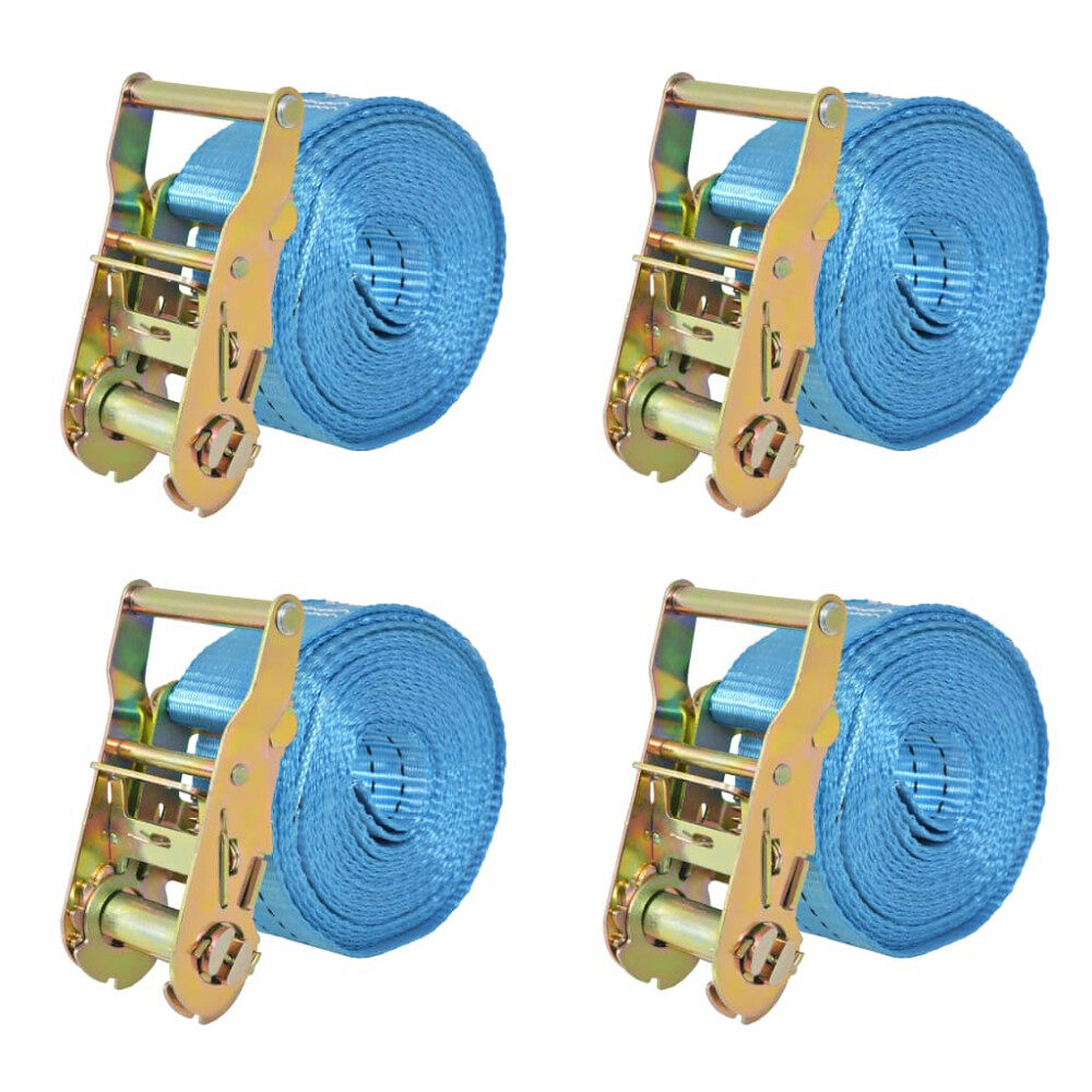 vidaXL Lastspännare med spärr 4 st 2 ton 6mx38mm blå