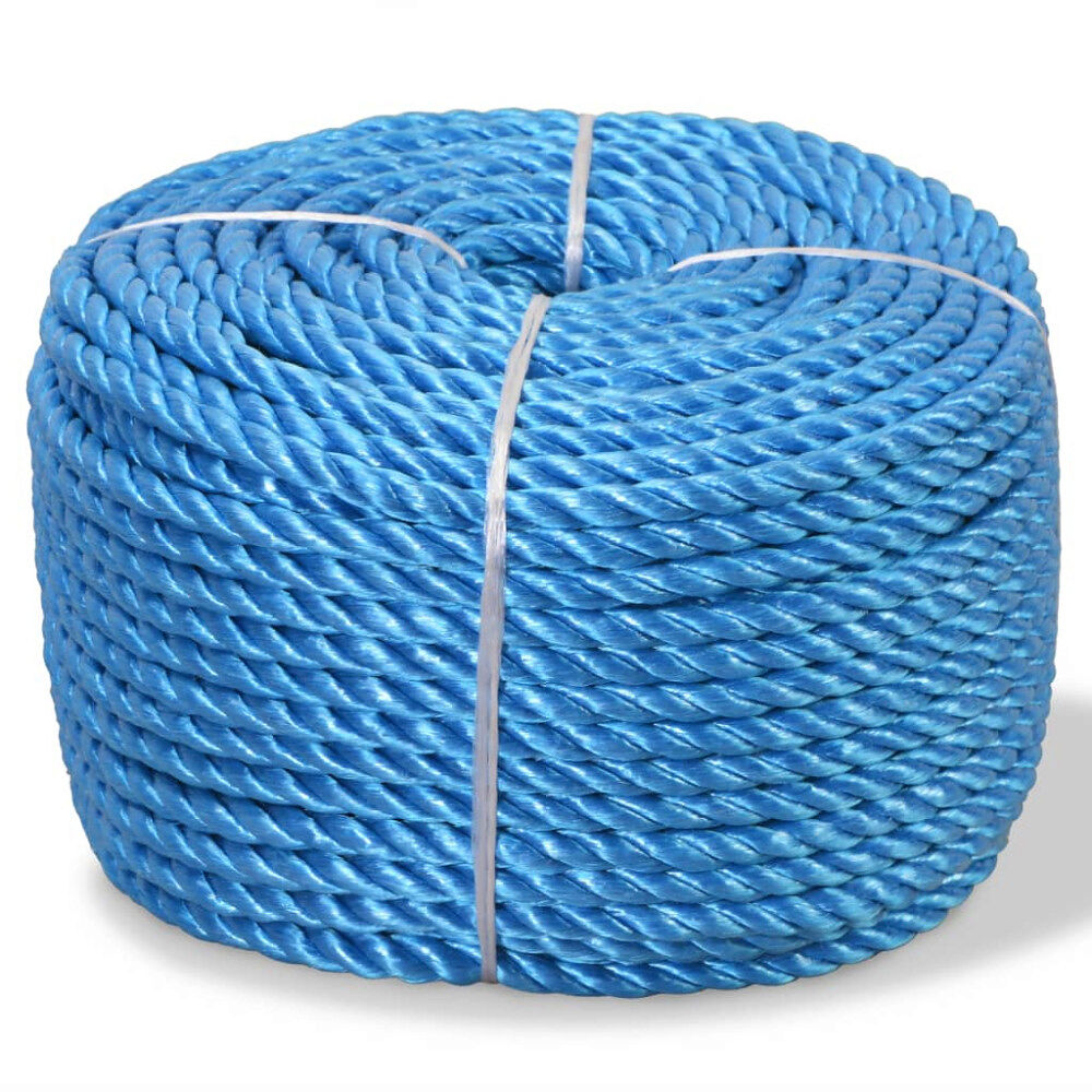 vidaXL Tvinnat rep i polypropylen 14 mm 100 m blå