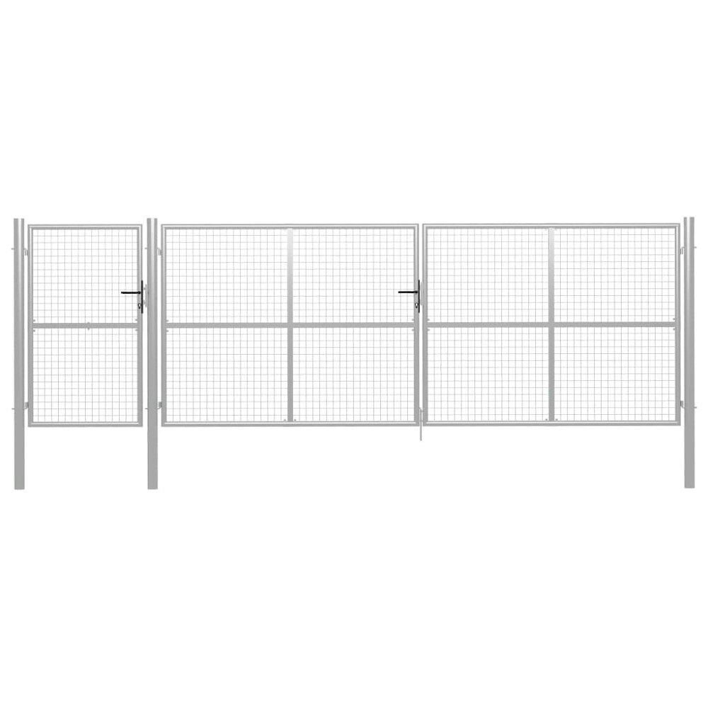 vidaXL Trädgårdsgrind stål 500x150 cm silver