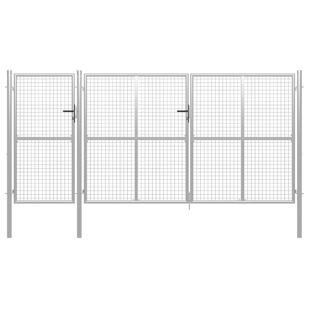 vidaXL Trädgårdsgrind stål 400x150 cm silver