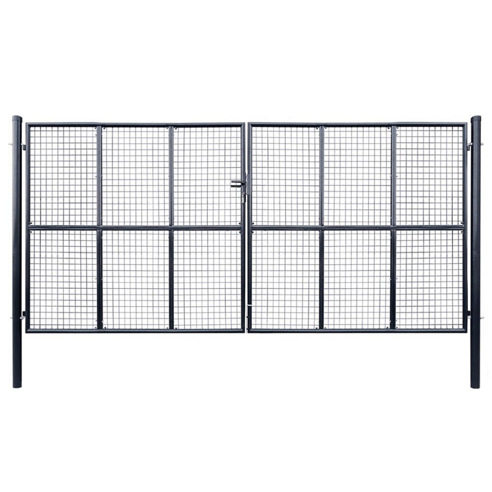 vidaXL Trädgårdsgrind i nät galvaniserat stål 400x200 cm grå