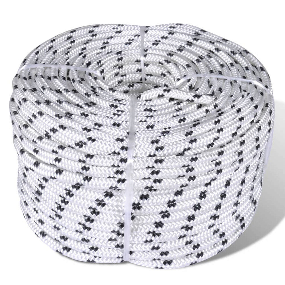 vidaXL Båtlina flätad 8 mm x 250 m polyester vit