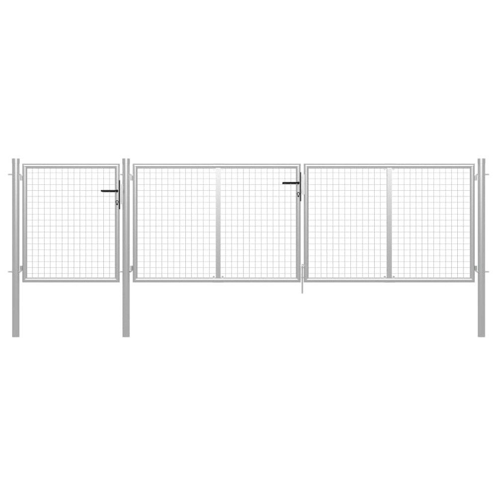 vidaXL Trädgårdsgrind stål 400x100 cm silver