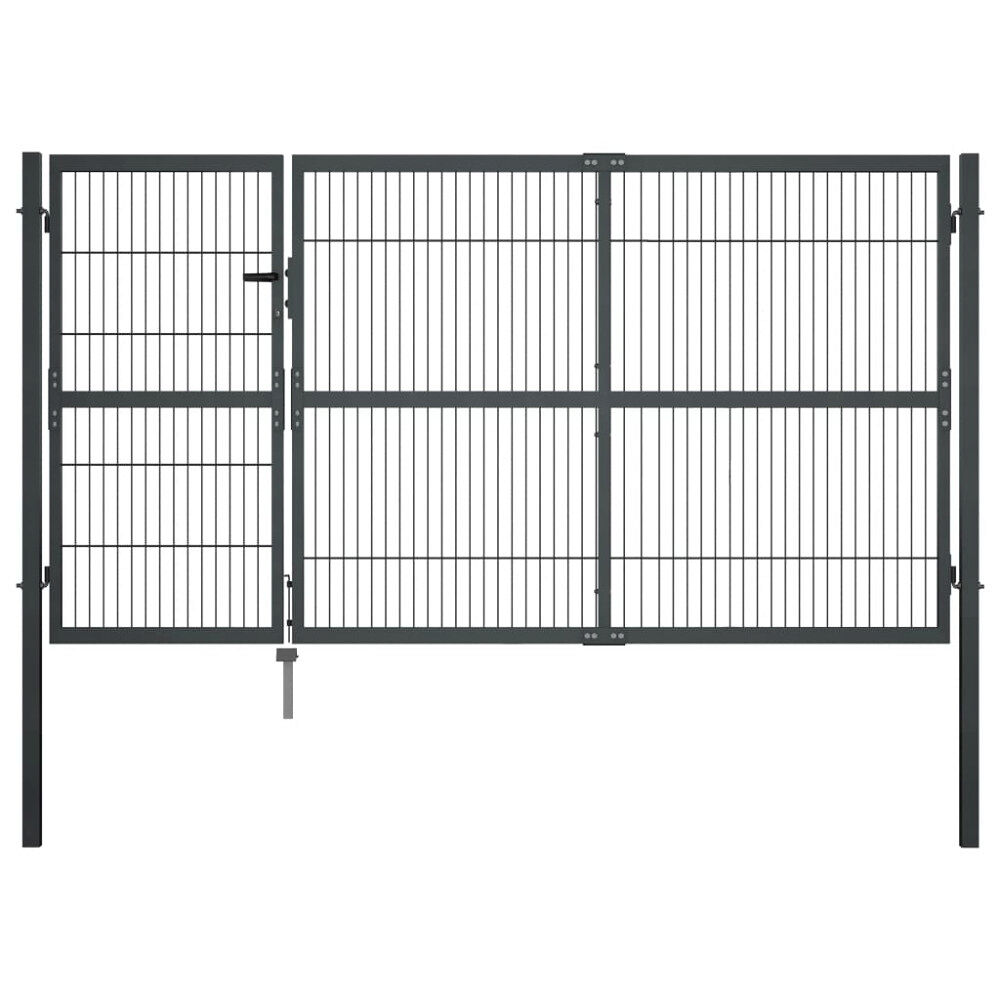 vidaXL Grind med stolpar stål 350x140 cm antracit