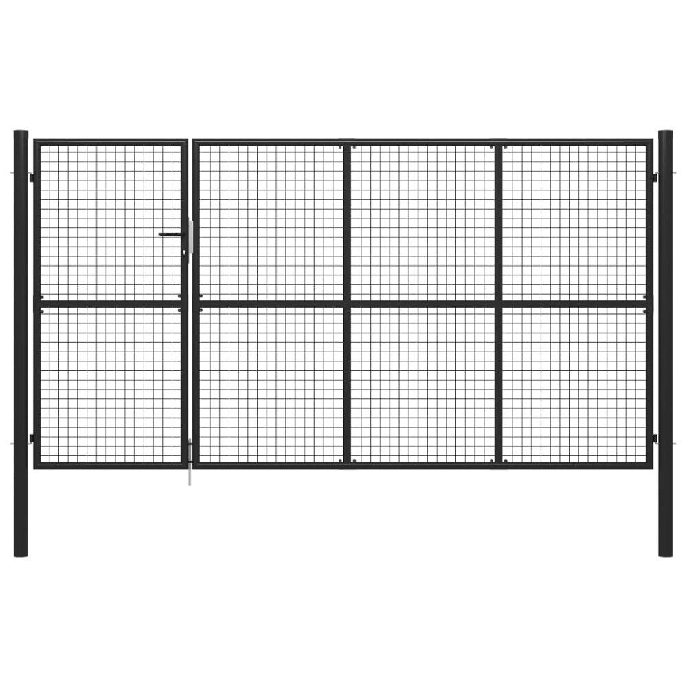 vidaXL Trädgårdsgrind stål 350x150 cm antracit