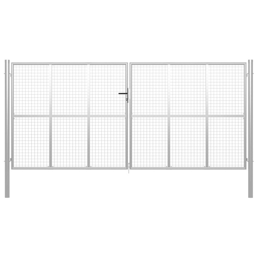 vidaXL Trädgårdsgrind galvaniserat stål 400x200 cm silver