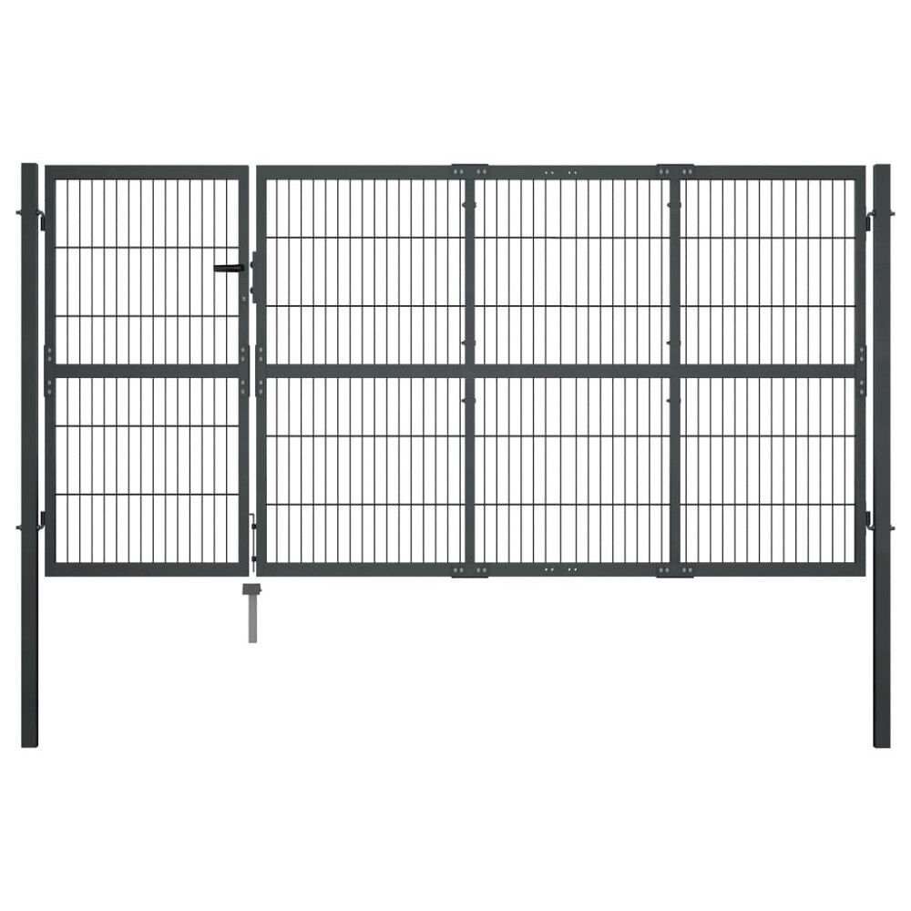 vidaXL Trädgårdsgrind med stolpar stål 350x120 cm antracit