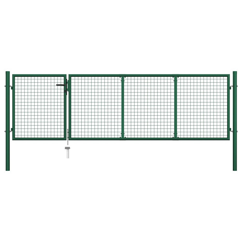 vidaXL Trädgårdsgrind stål 350x100 cm grön