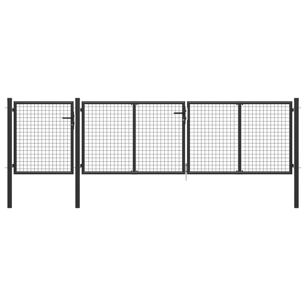 vidaXL Trädgårdsgrind stål 400x75 cm antracit