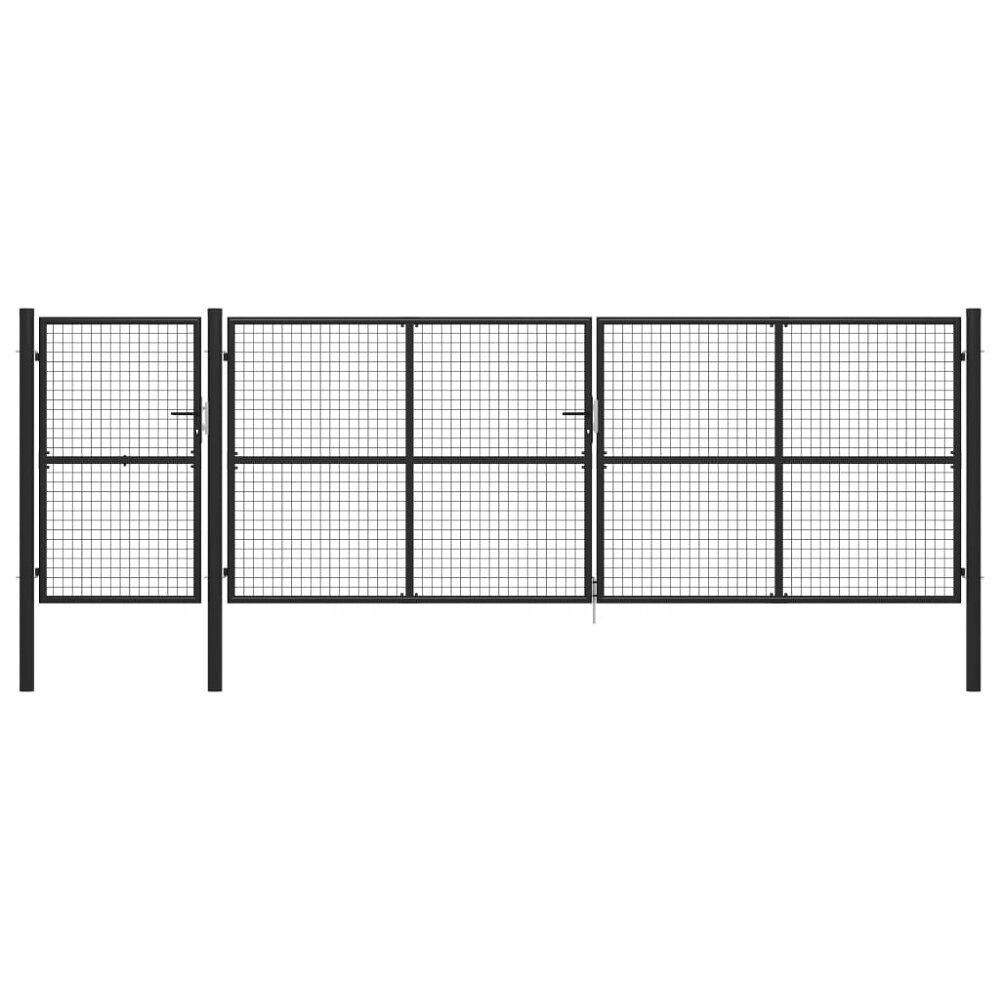 vidaXL Trädgårdsgrind stål 500x150 cm antracit