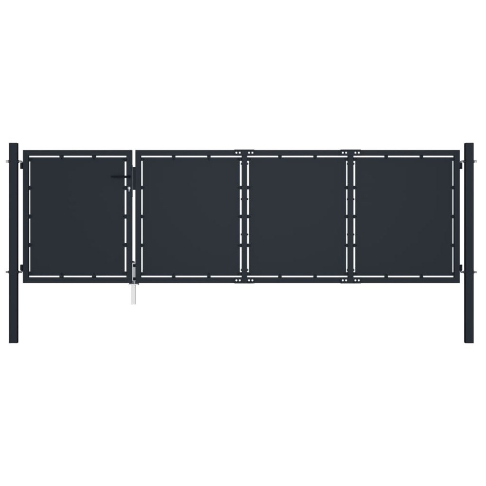 vidaXL Trädgårdsgrind stål 350x100 cm antracit