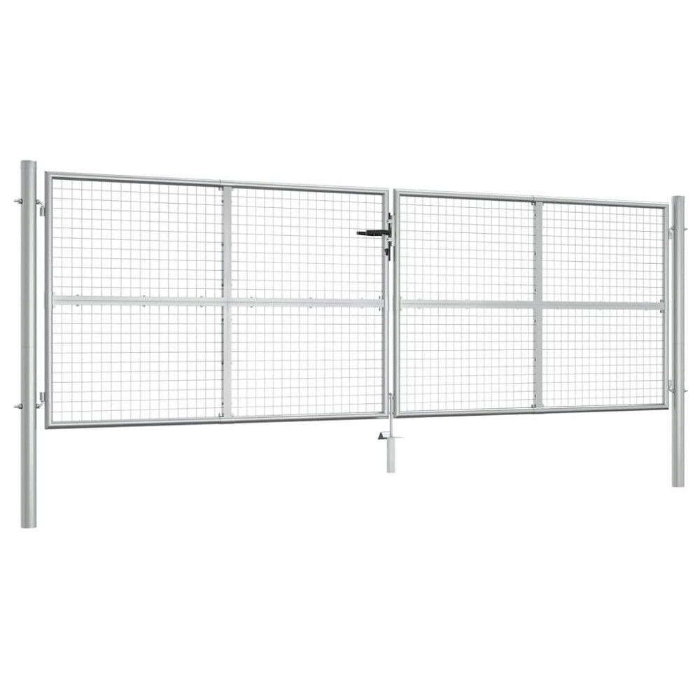 vidaXL Trädgårdsgrind galvaniserat stål 400x125 cm silver