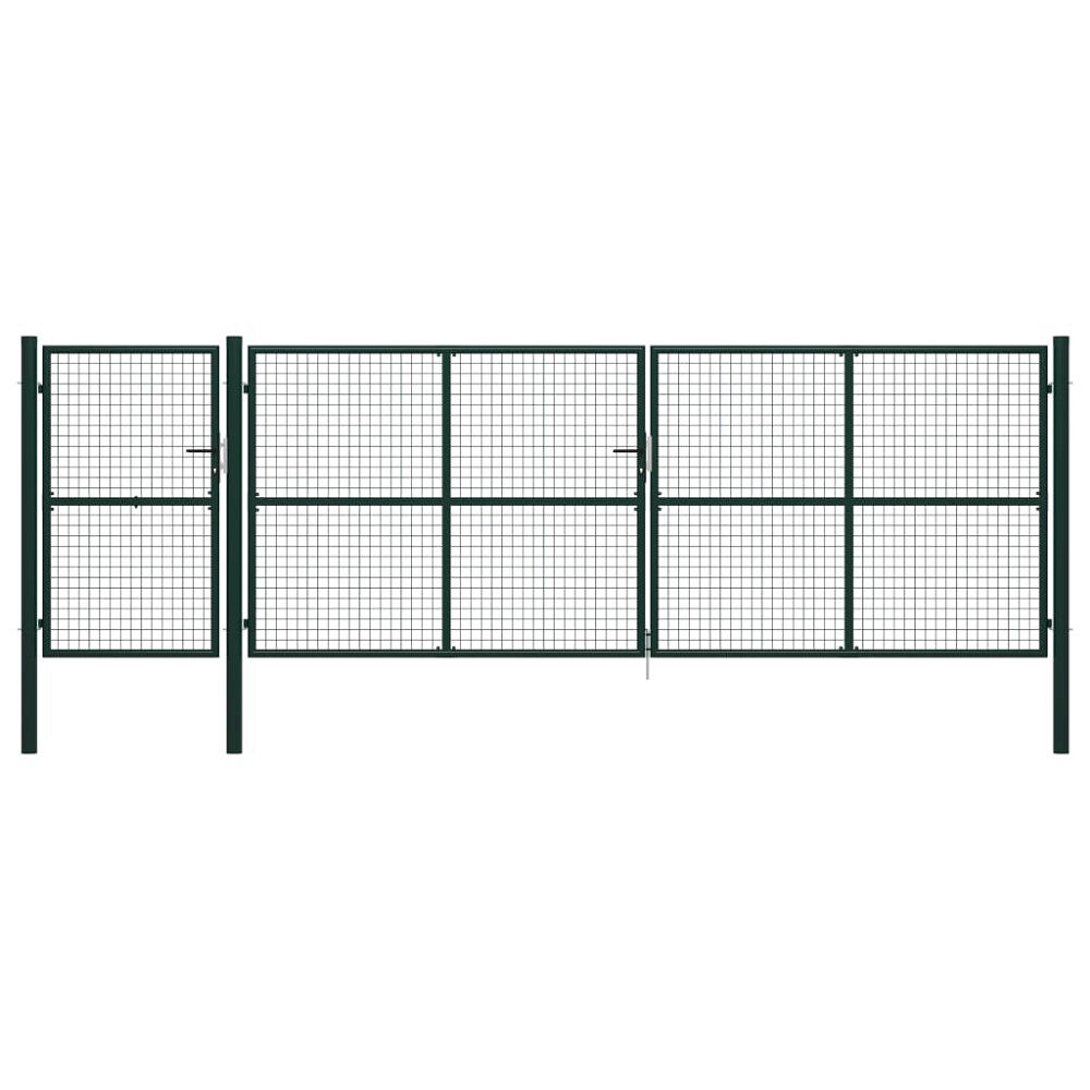 vidaXL Trädgårdsgrind stål 500x150 cm grön