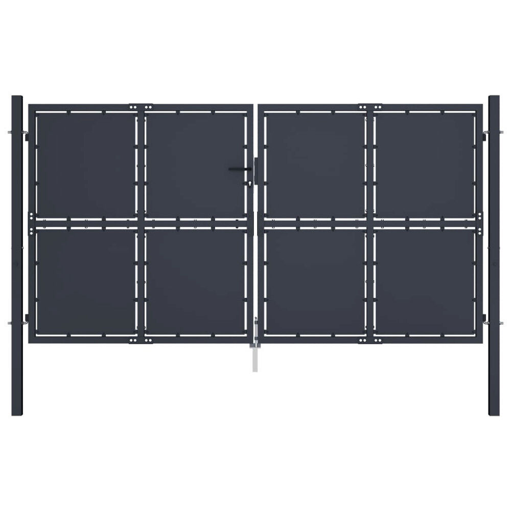 vidaXL Trädgårdsgrind stål 300x150 cm antracit