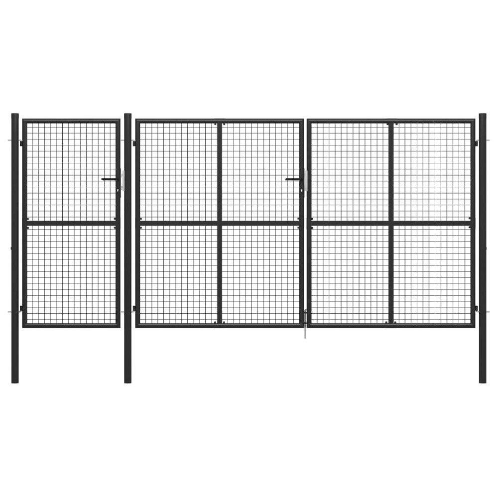 vidaXL Trädgårdsgrind stål 400x150 cm antracit