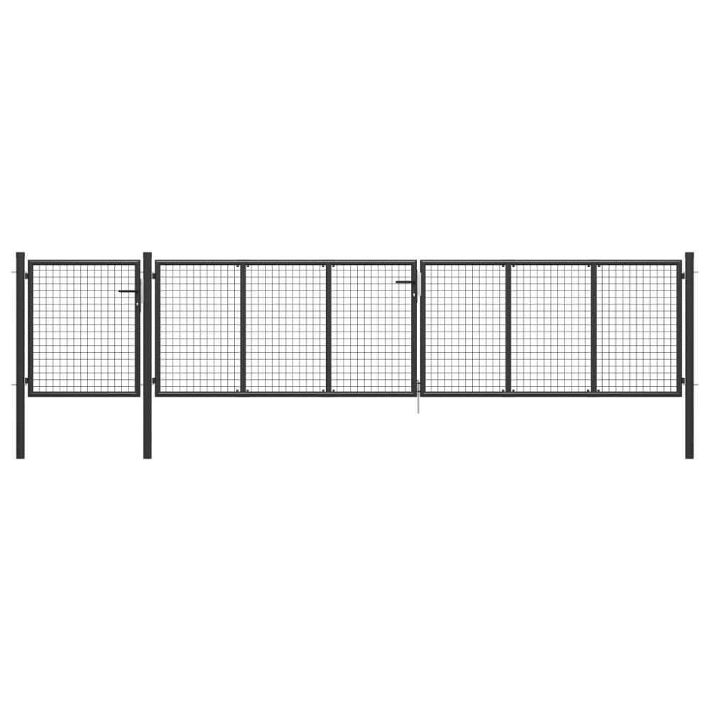 vidaXL Trädgårdsgrind stål 500x75 cm antracit