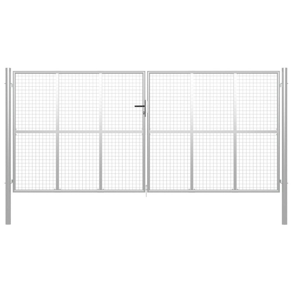 vidaXL Trädgårdsgrind galvaniserat stål 400x175 cm silver