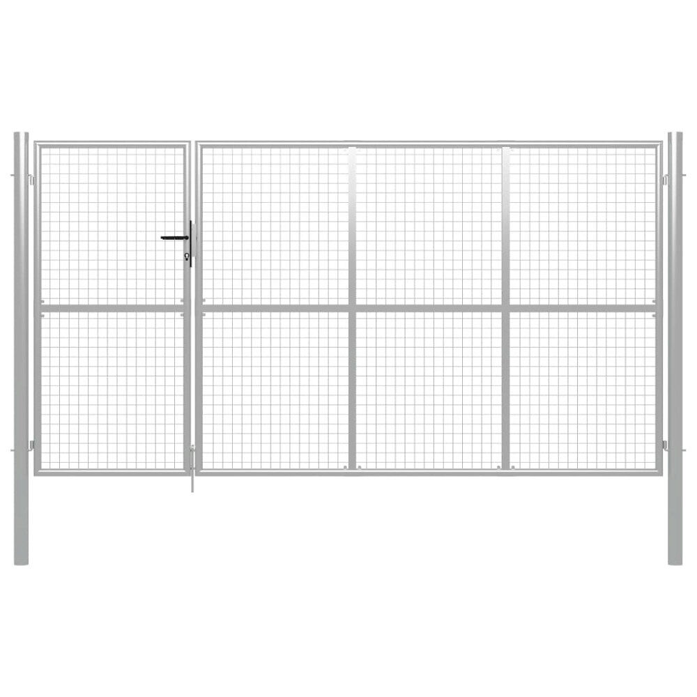 vidaXL Trädgårdsgrind stål 350x150 cm silver