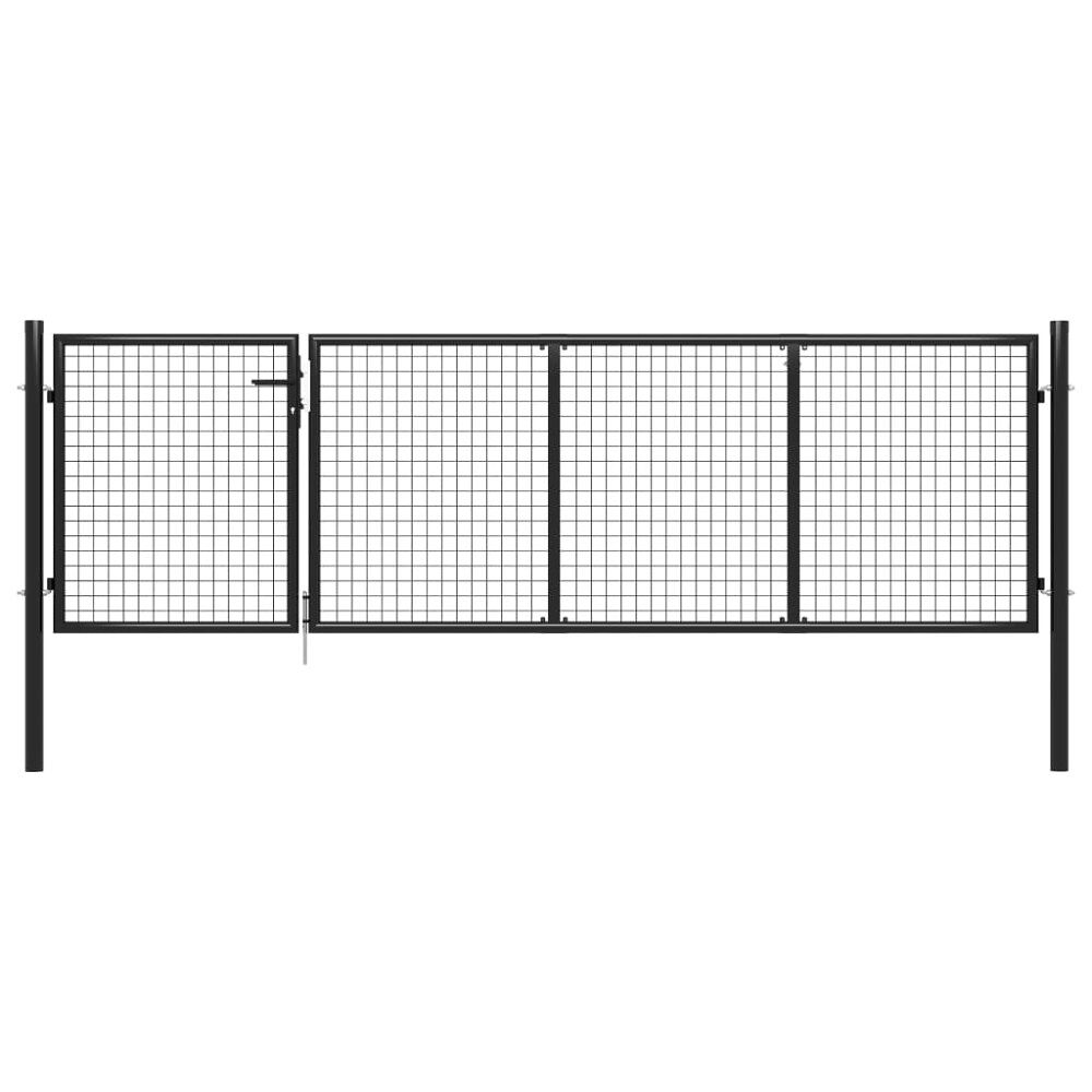 vidaXL Trädgårdsgrind stål 350x100 cm antracit