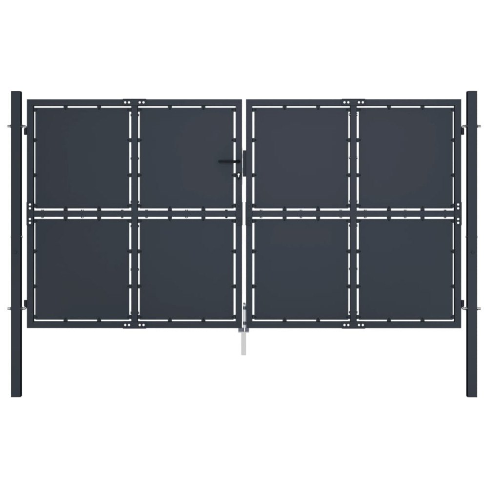 vidaXL Trädgårdsgrind stål 300x200 cm antracit