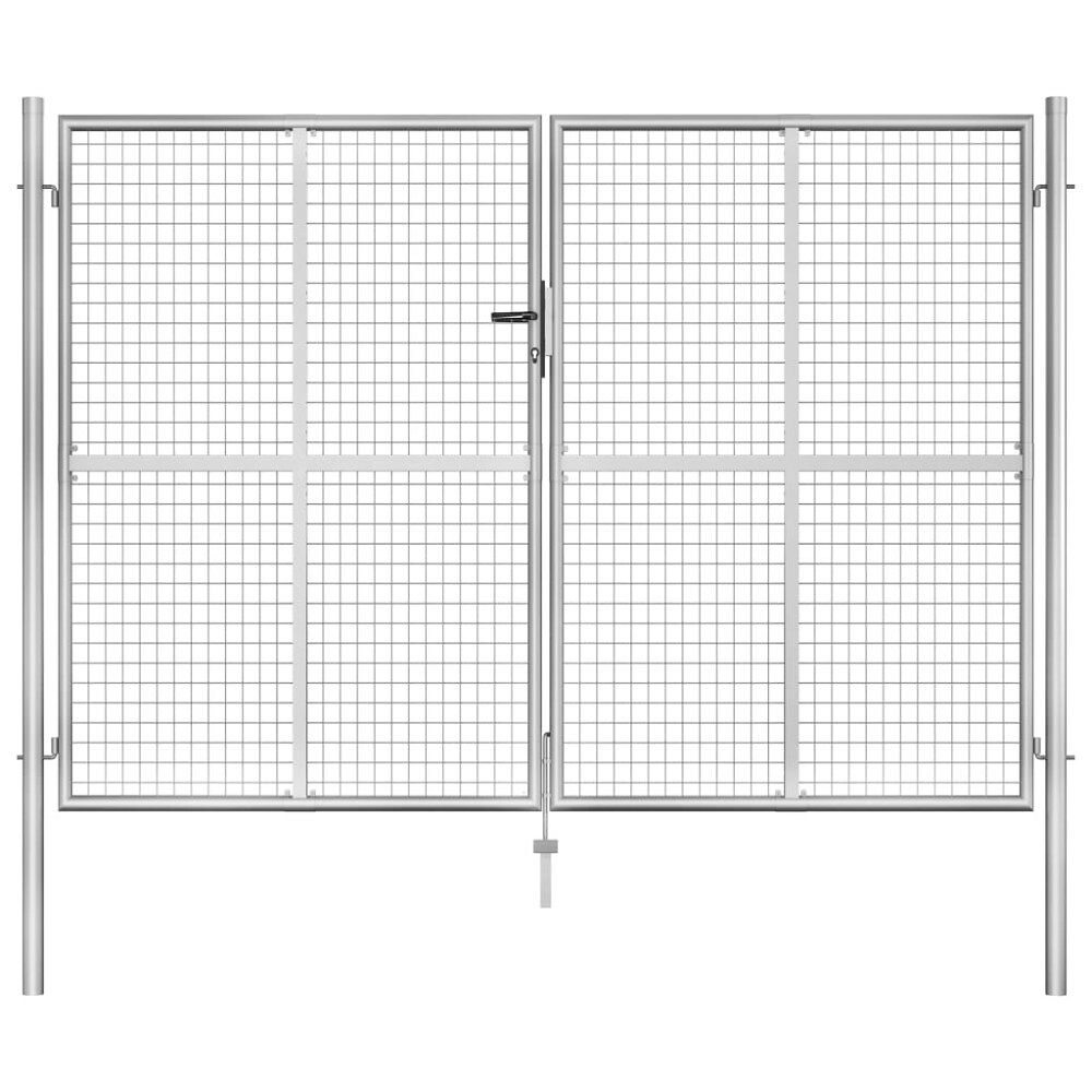 vidaXL Trädgårdsgrind galvaniserat stål 300x175 cm silver
