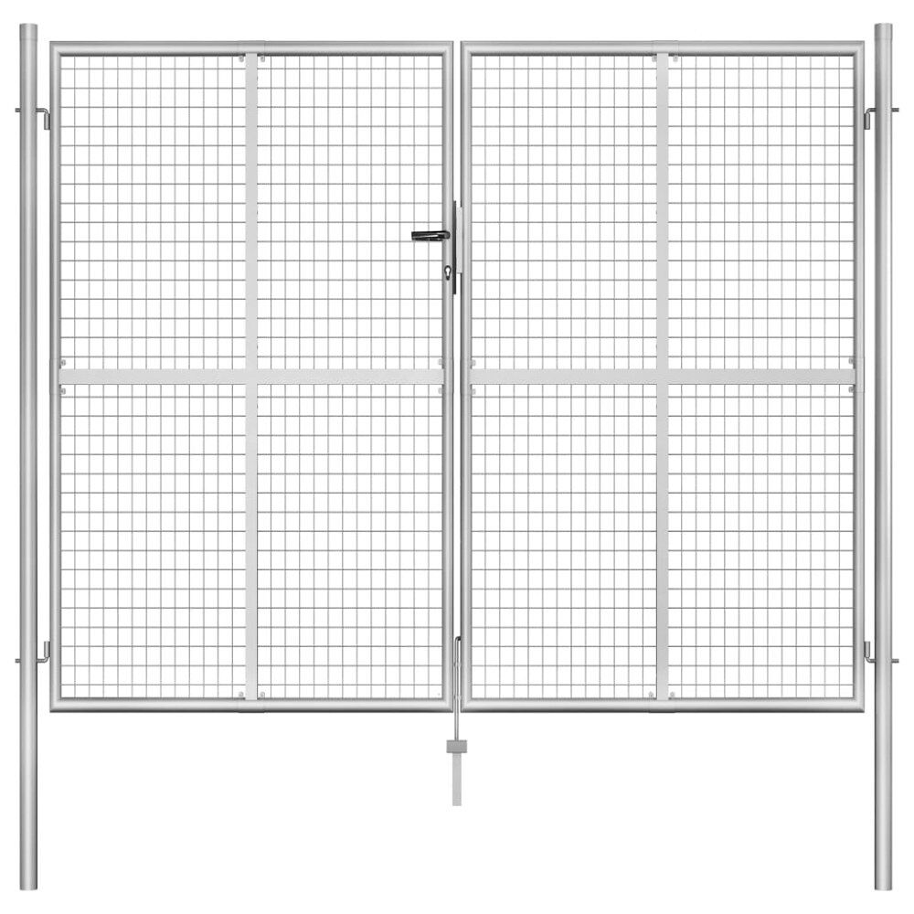 vidaXL Trädgårdsgrind galvaniserat stål 300x200 cm silver