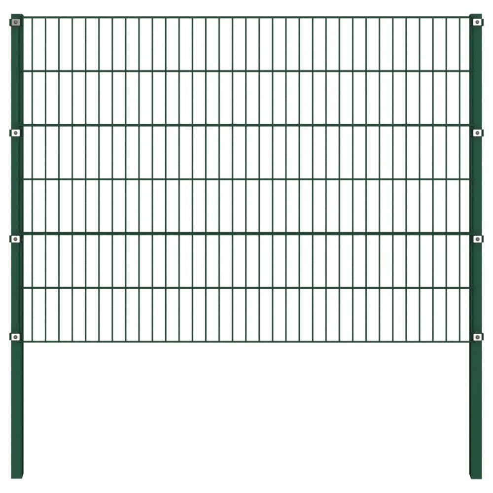 vidaXL Stängselpanel med stolpar järn 1,7x1,2 m grön