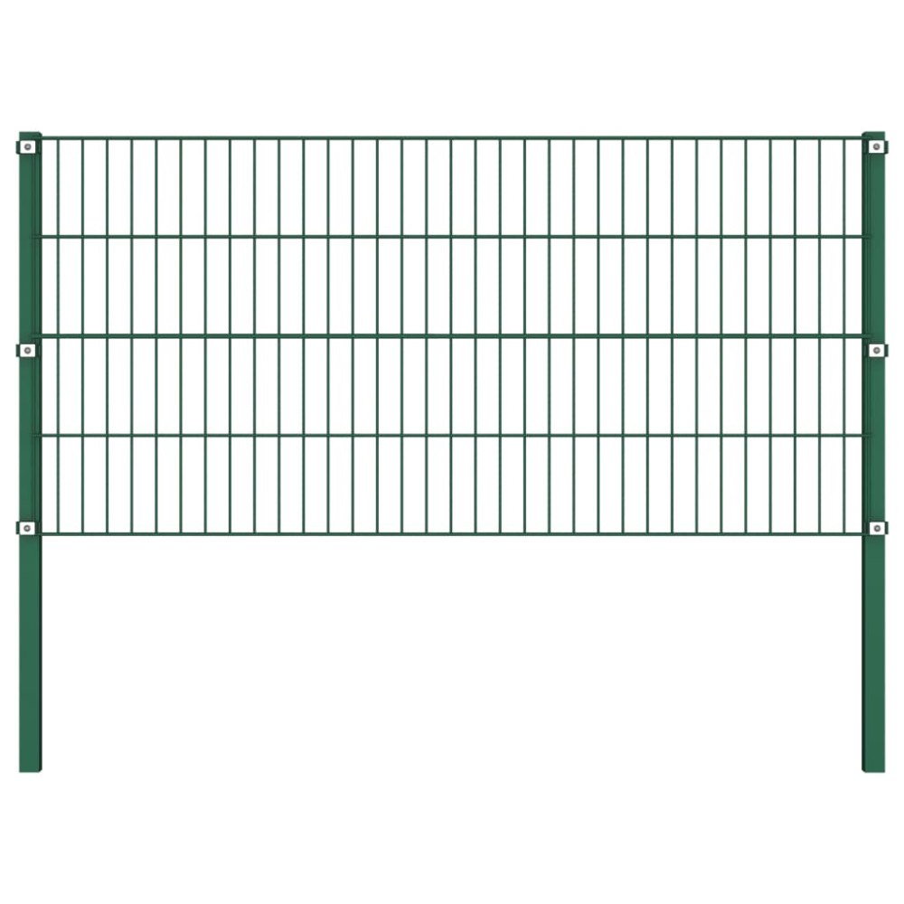 vidaXL Stängselpanel med stolpar järn 1,7x0,8 m grön