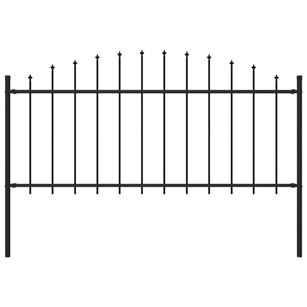 vidaXL Trädgårdsstaket med spjuttopp stål 181x75 cm svart
