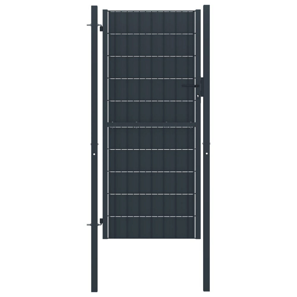 vidaXL Staketgrind PVC och stål 100x124 cm antracit