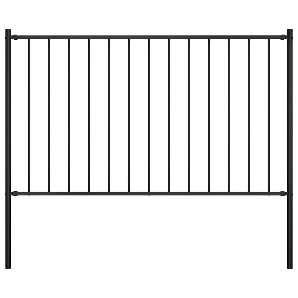 vidaXL Staketpanel Woerden med stolpar stål 1,7x0,75 m svart