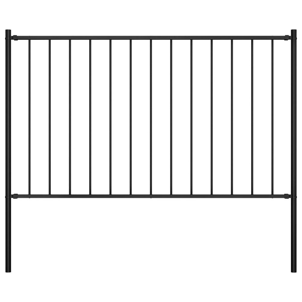 vidaXL Staketpanel Woerden med stolpar stål 1,7x1,25 m svart