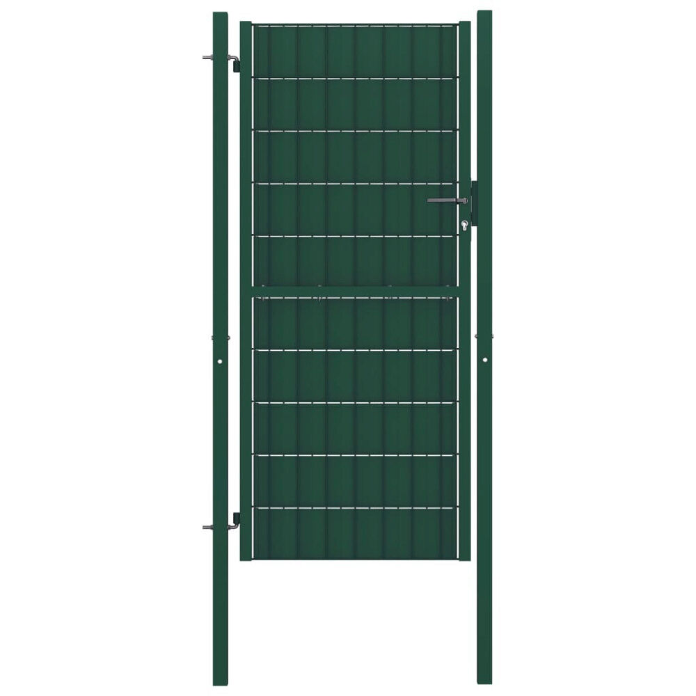 vidaXL Staketgrind PVC och stål 100x204 cm grön
