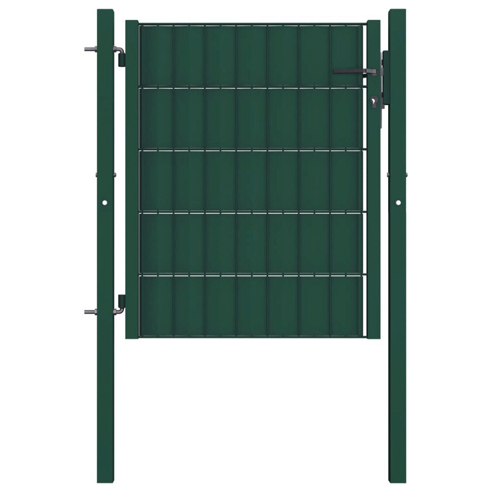 vidaXL Staketgrind PVC och stål 100x81 cm grön