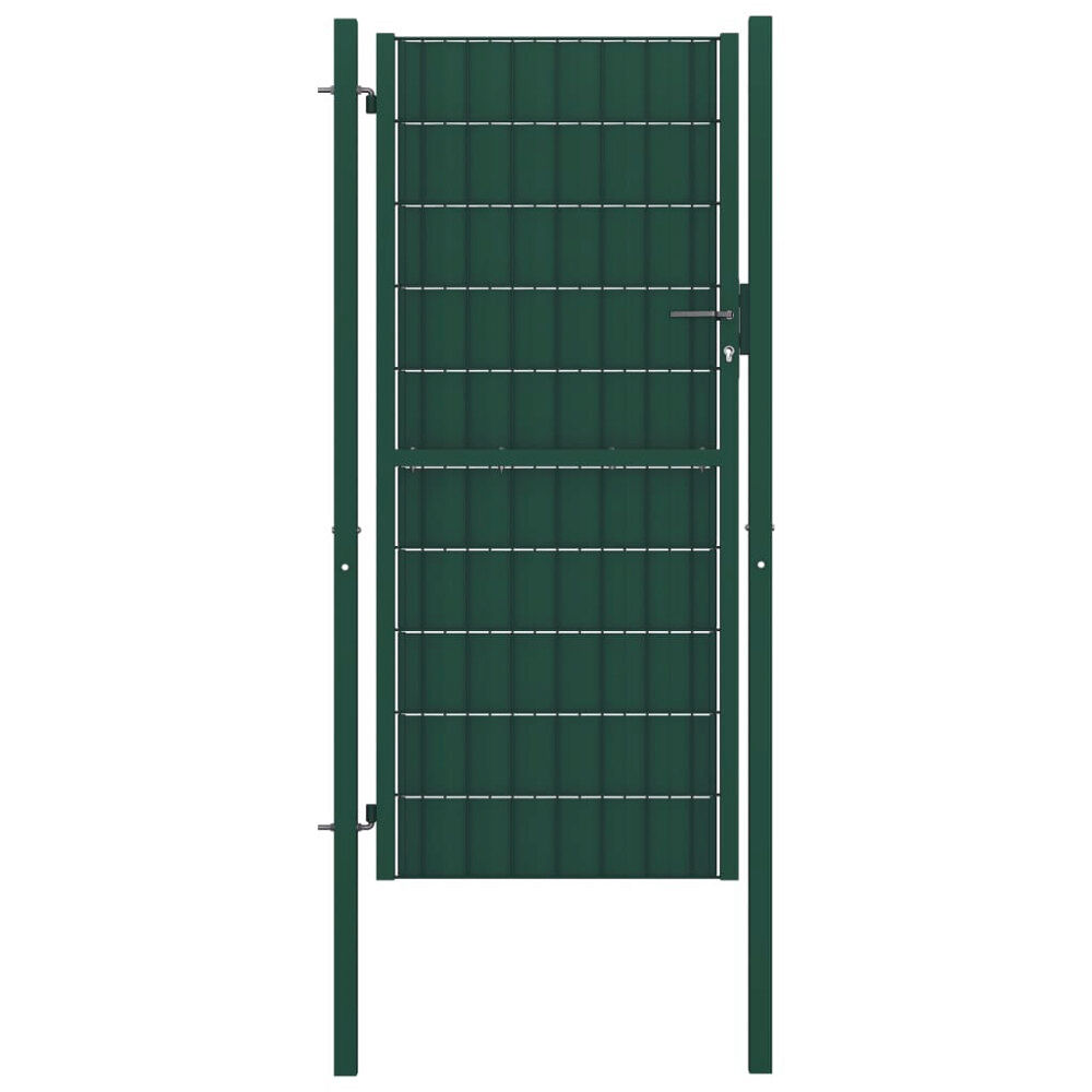 vidaXL Staketgrind PVC och stål 100x124 cm grön