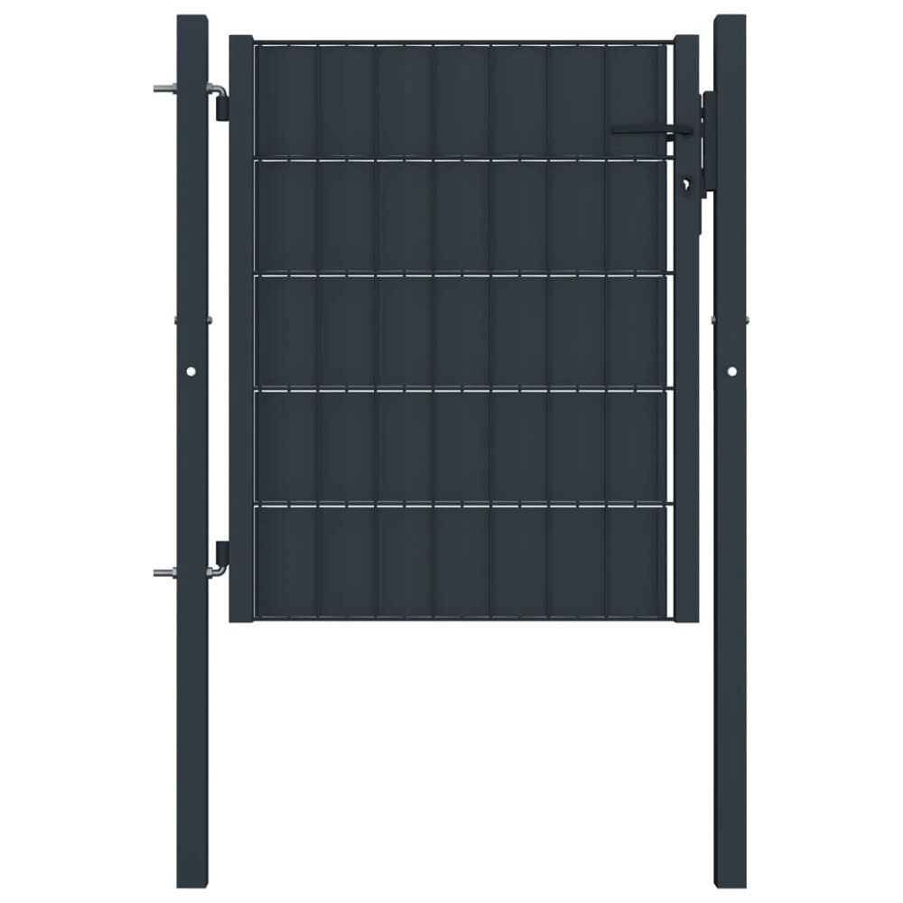 vidaXL Staketgrind PVC och stål 100x100 cm antracit